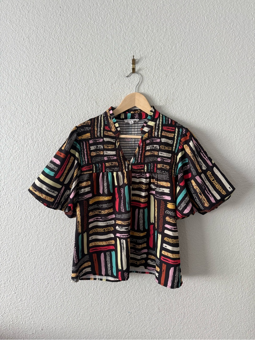 Colorful Going out Top Pink Black, polka dots size medium